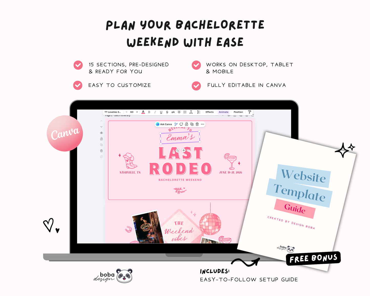 Last Rodeo Bachelorette Itinerary Template Website