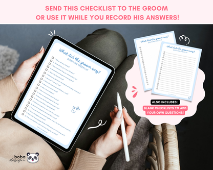 Camp Bach What Did the Groom Say – Bachelorette Game (Editable Canva Template)