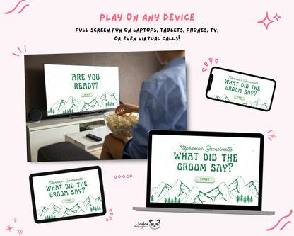 Camp Bach What Did the Groom Say – Bachelorette Game (Editable Canva Template)