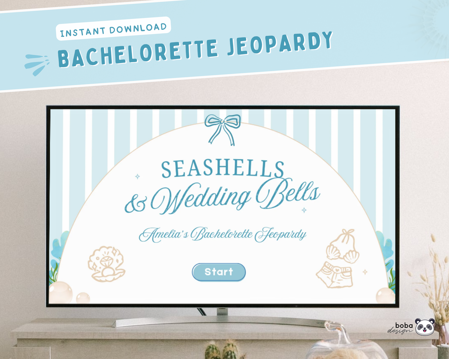 Seashells and Wedding Bells Bachelorette Jeopardy Game