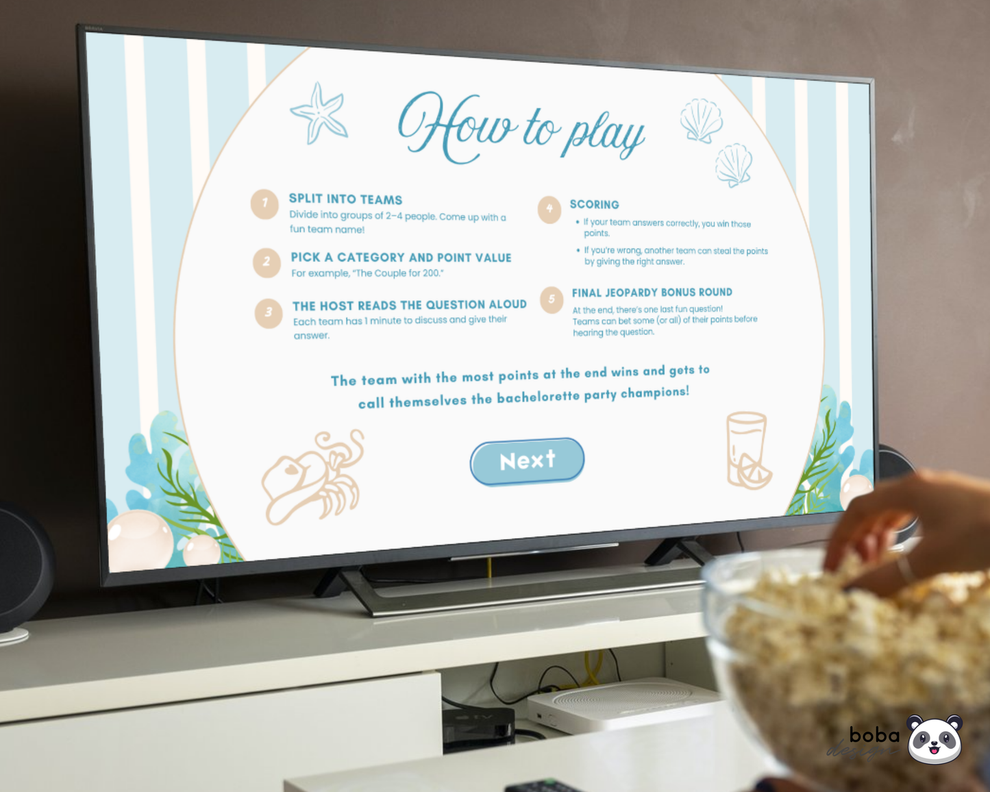 Seashells and Wedding Bells Bachelorette Jeopardy Game