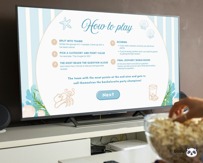 Seashells and Wedding Bells Bachelorette Jeopardy Game