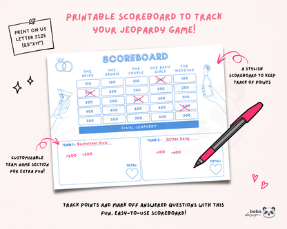 Apres Ski Bachelorette Jeopardy Game