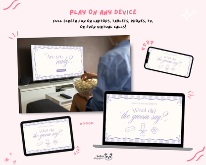 Lavender PJs and Prosecco What Did the Groom Say Game