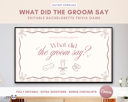 Champagne PJs and Prosecco What Did the Groom Say Game