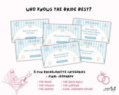 Seashells and Wedding Bells Bachelorette Jeopardy Game