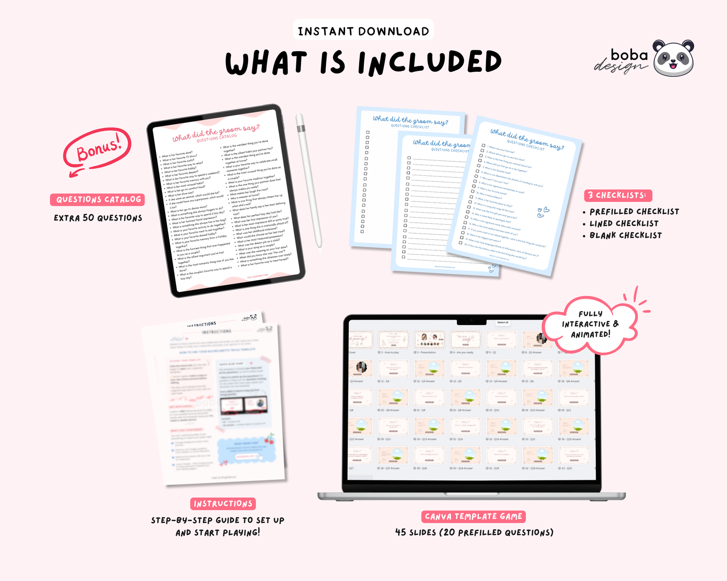 Champagne PJs and Prosecco What Did the Groom Say Game