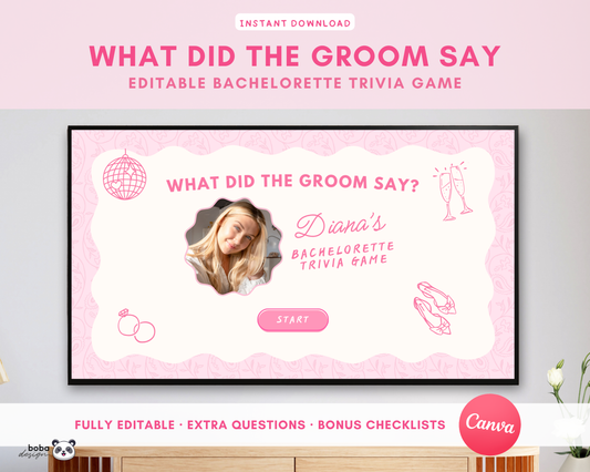 Pinky Vibes What Did the Groom Say – Bachelorette Game