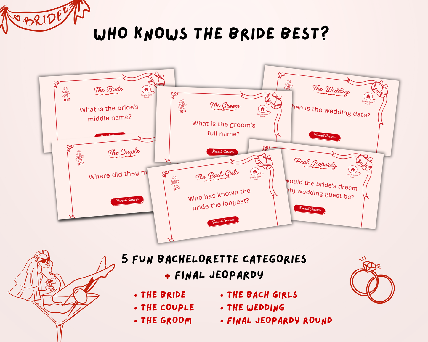 Merry and Bride Bachelorette Jeopardy Game