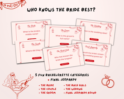 Merry and Bride Bachelorette Jeopardy Game