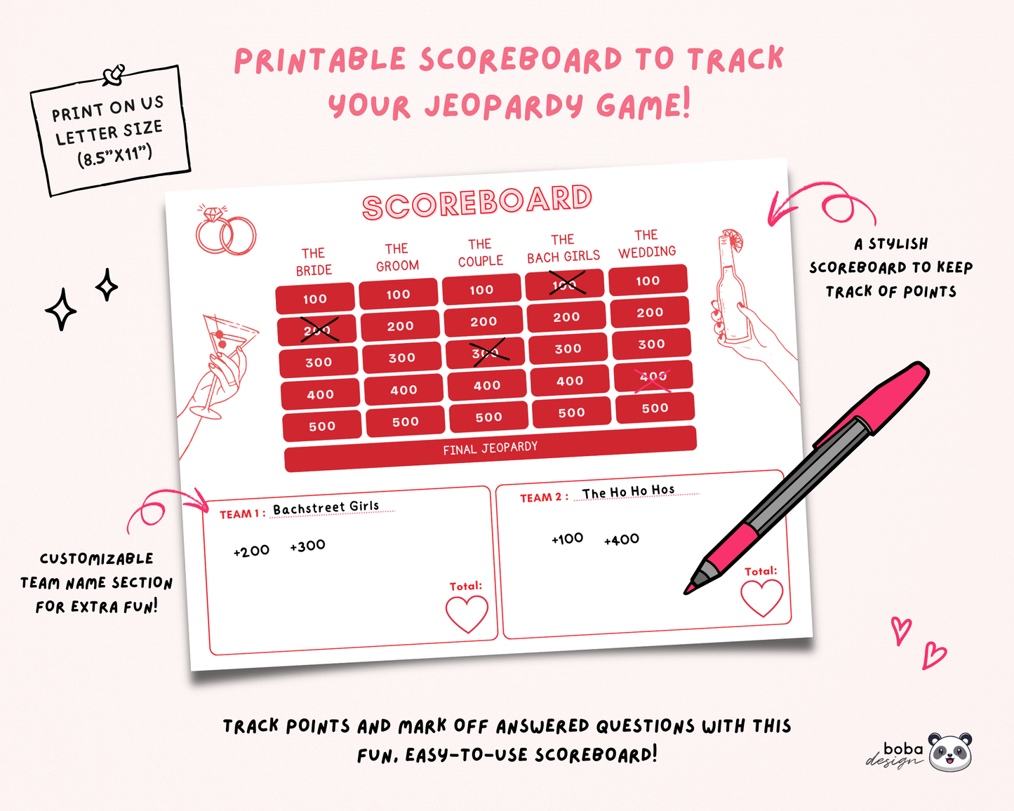 Merry and Bride Bachelorette Jeopardy Game