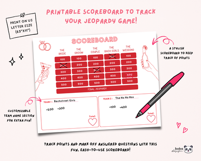 Merry and Bride Bachelorette Jeopardy Game