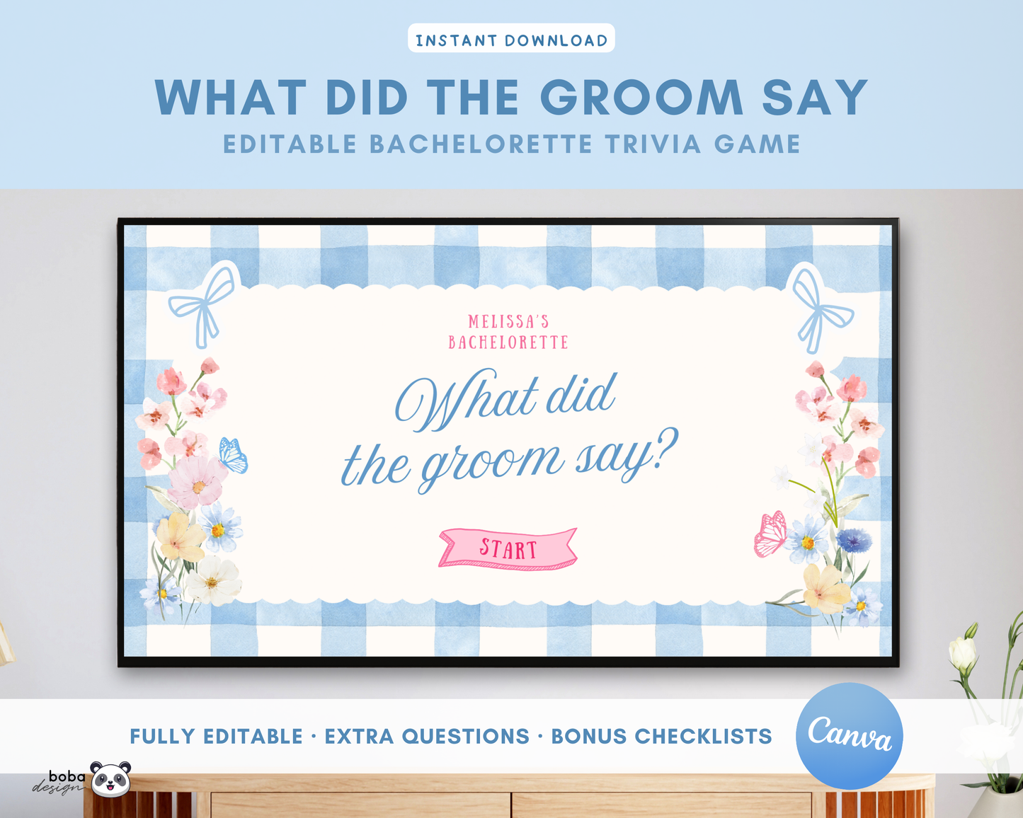 Blue Floral Fresh off the Market What Did the Groom Say Game