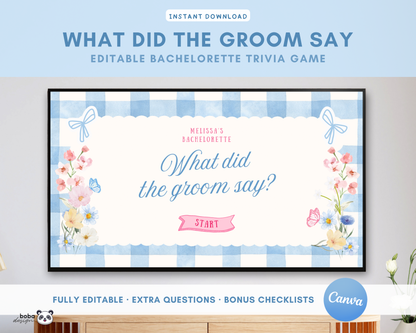 Blue Floral Fresh off the Market What Did the Groom Say Game