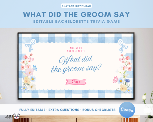 Blue Floral Fresh off the Market What Did the Groom Say Game