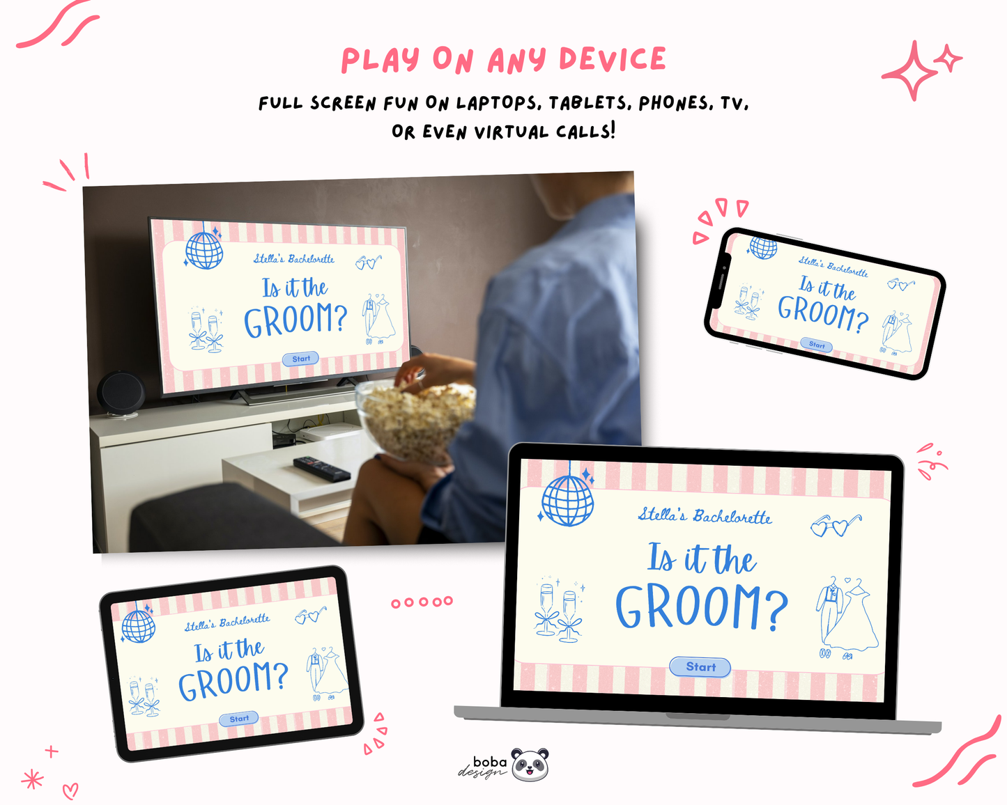 Blue Pink Is it the Groom Bachelorette Party Game