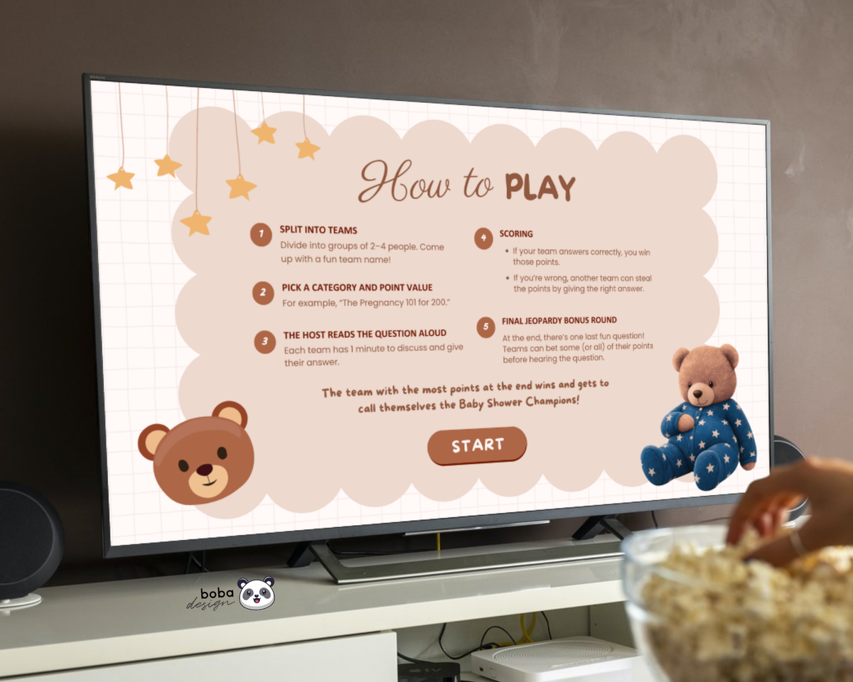 Bear Baby Shower Jeopardy Game - Baby Trivia Game
