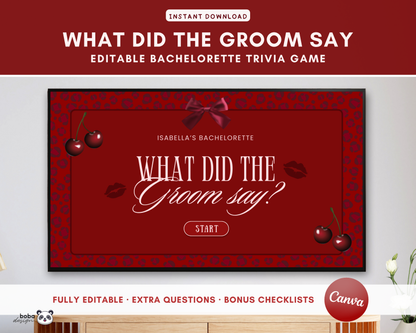 She's the Cherry on Top What Did the Groom Say Game