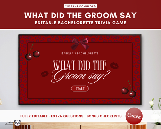She's the Cherry on Top What Did the Groom Say Game