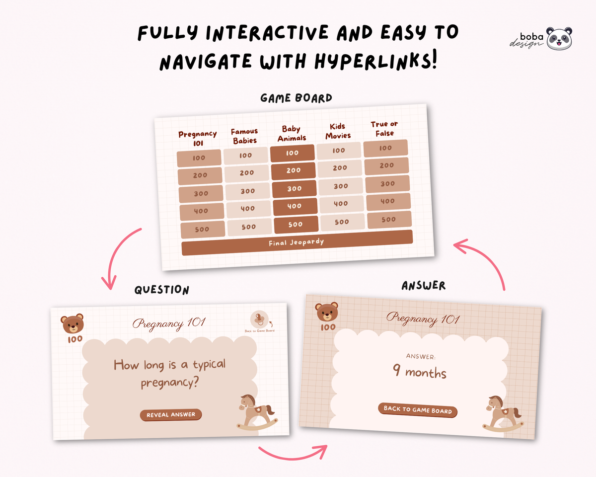 Bear Baby Shower Jeopardy Game - Baby Trivia Game