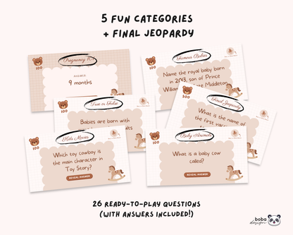 Bear Baby Shower Jeopardy Game - Baby Trivia Game