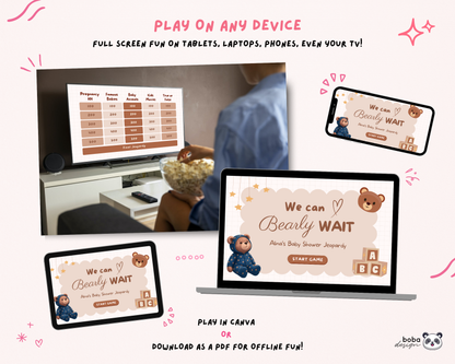 Bear Baby Shower Jeopardy Game - Baby Trivia Game