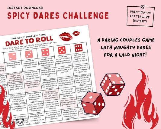 Dirty Dares Dice Game - Printable Spicy Couples Date Night Game