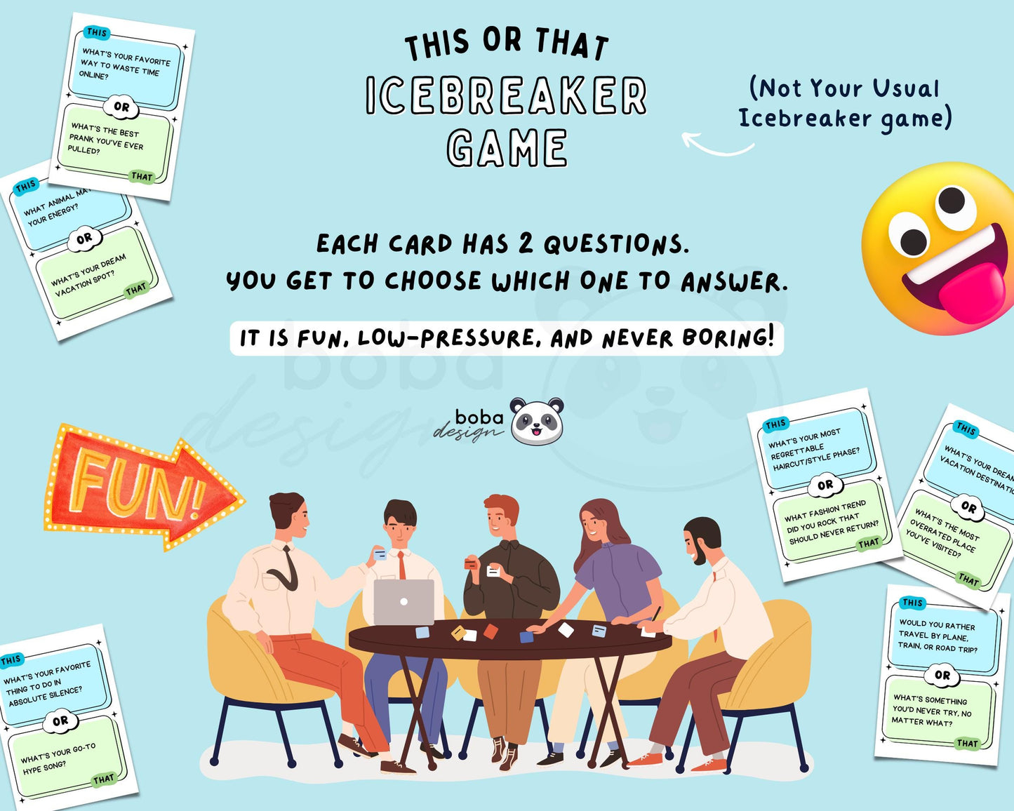 75 This or That Icebreaker Game Cards - Printable Team Building and Office Game Cards