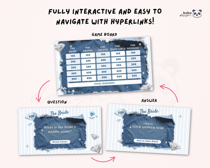 Denim and Diamonds Bachelorette Jeopardy Game