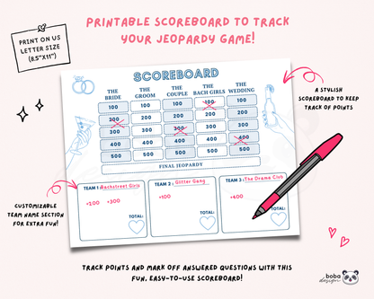 Denim and Diamonds Bachelorette Jeopardy Game