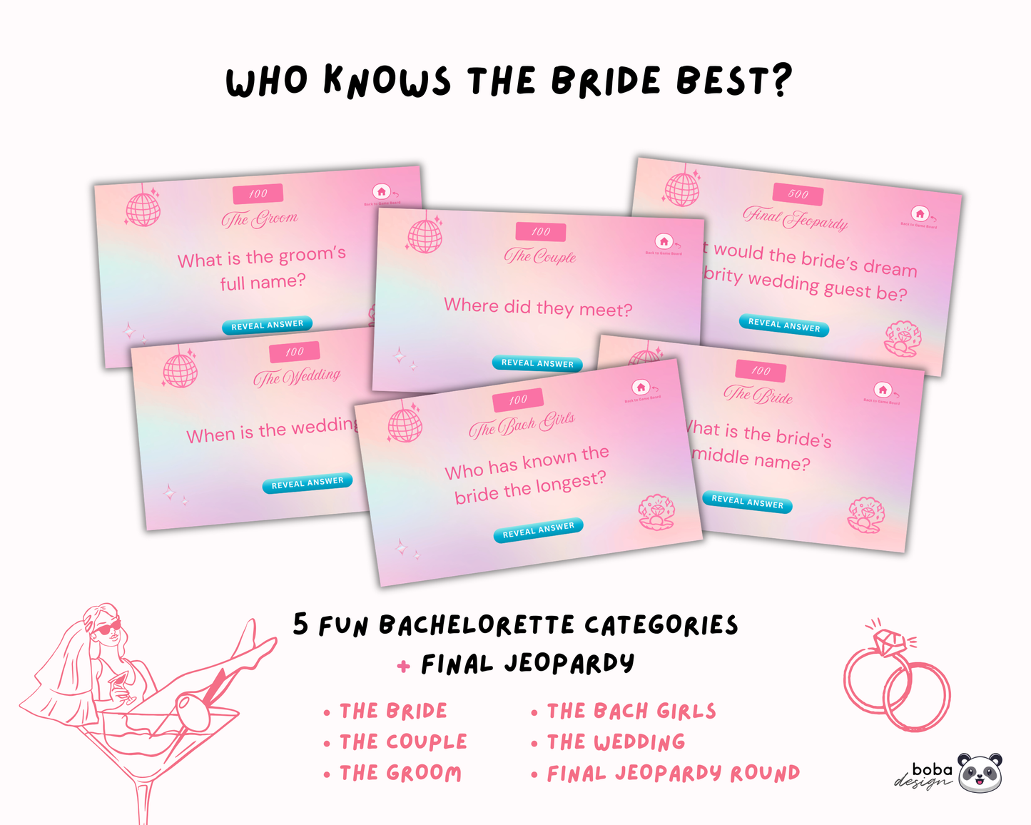 Mermaids and Matrimony Bachelorette Jeopardy Game