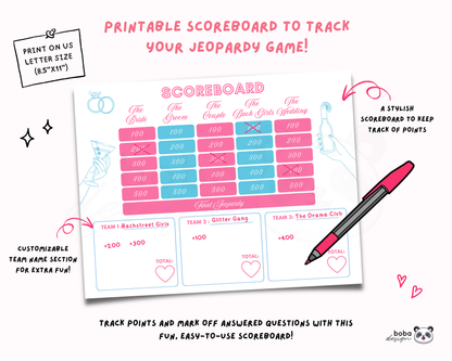 Mermaids and Matrimony Bachelorette Jeopardy Game