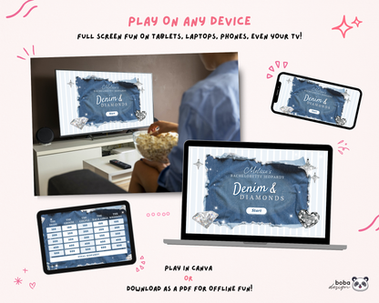 Denim and Diamonds Bachelorette Jeopardy Game