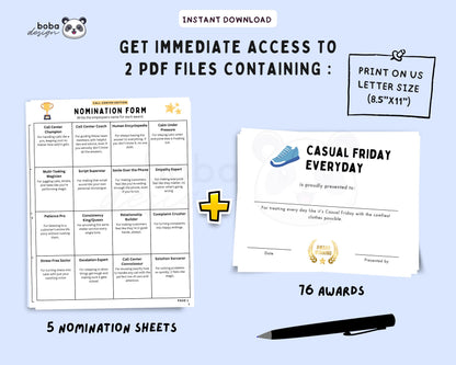 76 Funny Call Center Employee Awards - Printable Appreciation Awards