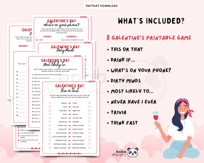 Printable Galentine’s Game Bundle - Fun Trivia for Girls’ Night