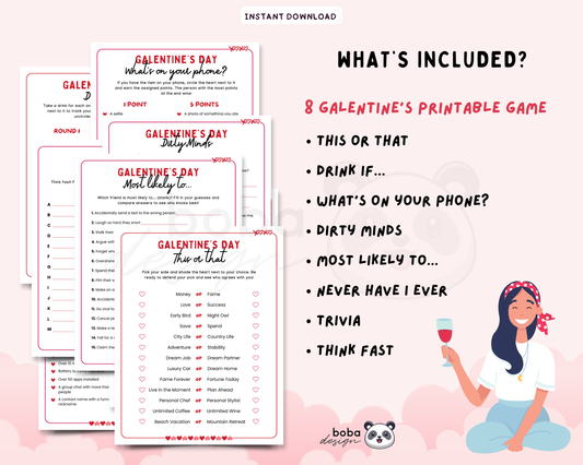 Printable Galentine’s Game Bundle - Fun Trivia for Girls’ Night