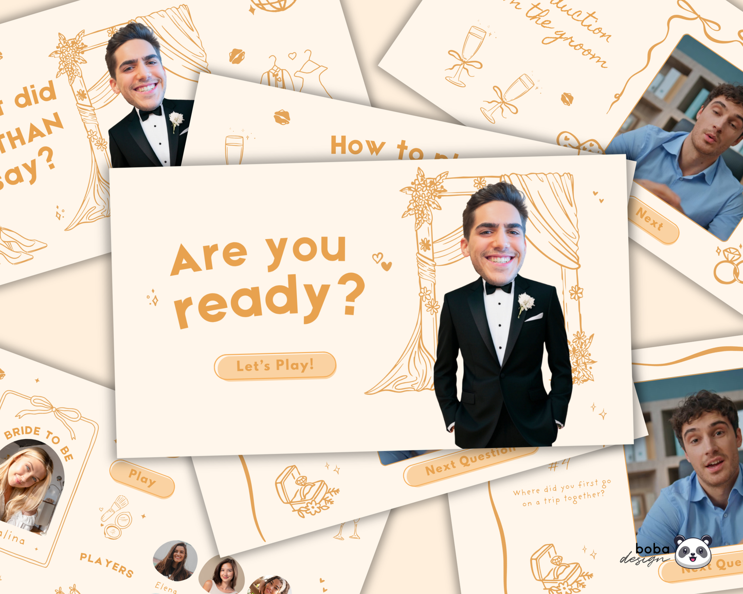Custom Groom Head What Did the Groom Say Game Champagne