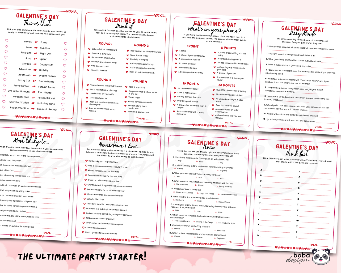 Printable Galentine’s Game Bundle - Fun Trivia for Girls’ Night