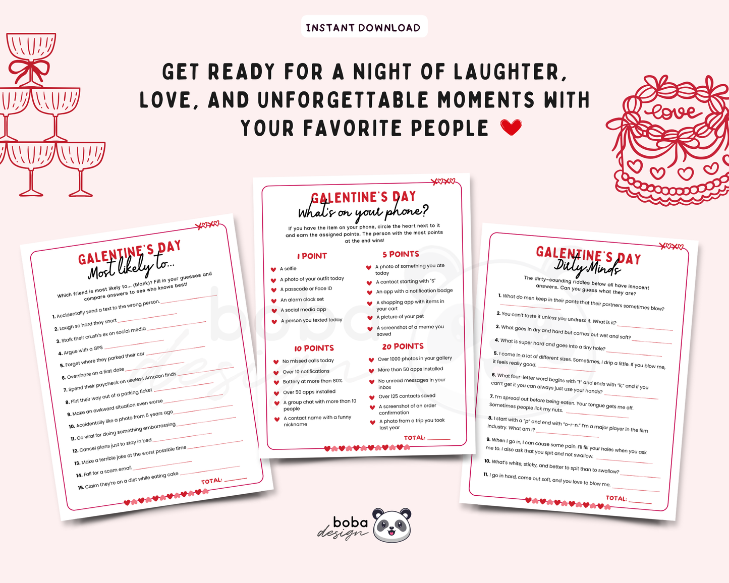 Printable Galentine’s Game Bundle - Fun Trivia for Girls’ Night