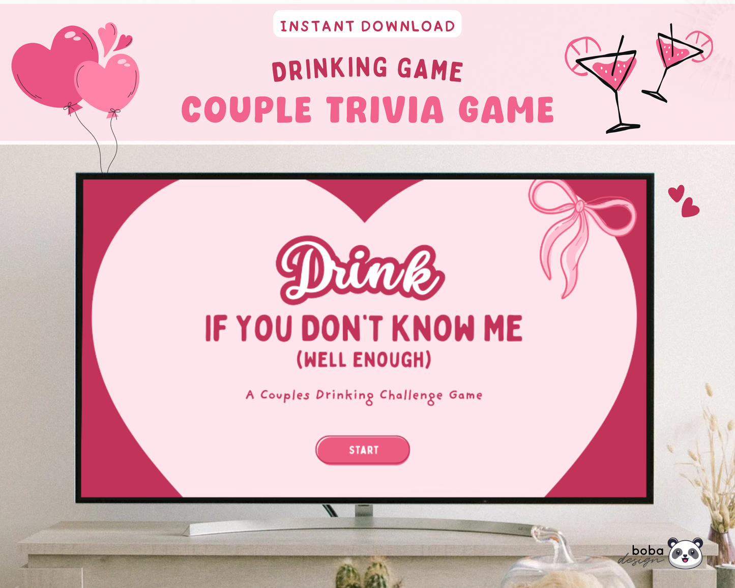 Couple Trivia Drinking Game – Editable Canva Template for Date Night