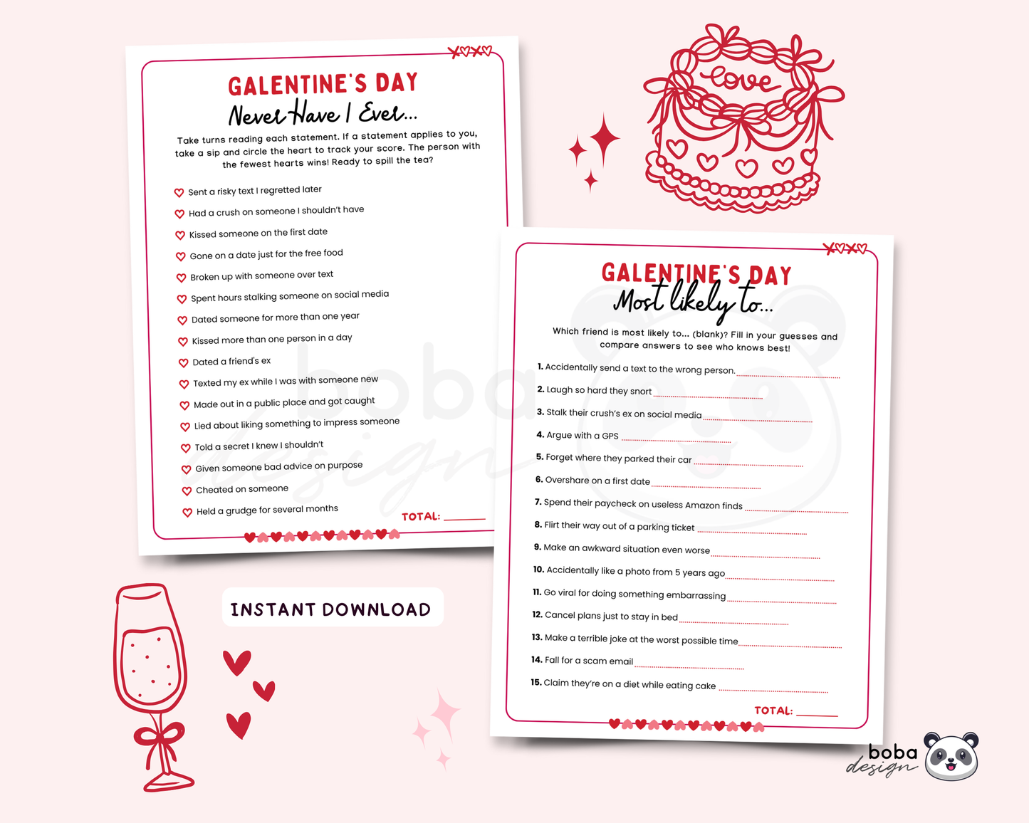 Printable Galentine’s Game Bundle - Fun Trivia for Girls’ Night