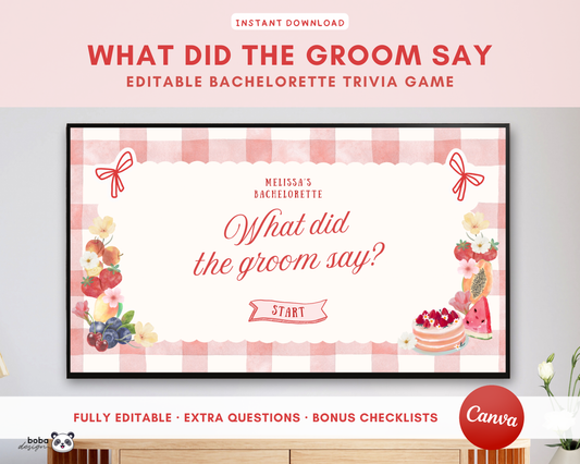 Red Fresh Off the Market - What Did the Groom Say Game
