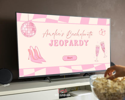 Retro Pink Vibe – Retro Bachelorette Jeopardy Game (Canva Template)