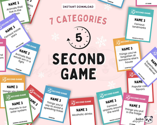 5-Second Challenge Game - Printable Party Game