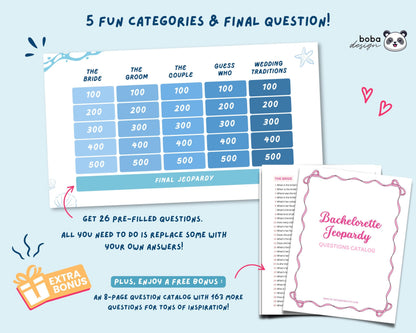 Last Toast on The Coast – Blue Bachelorette Jeopardy Game (Canva Template)