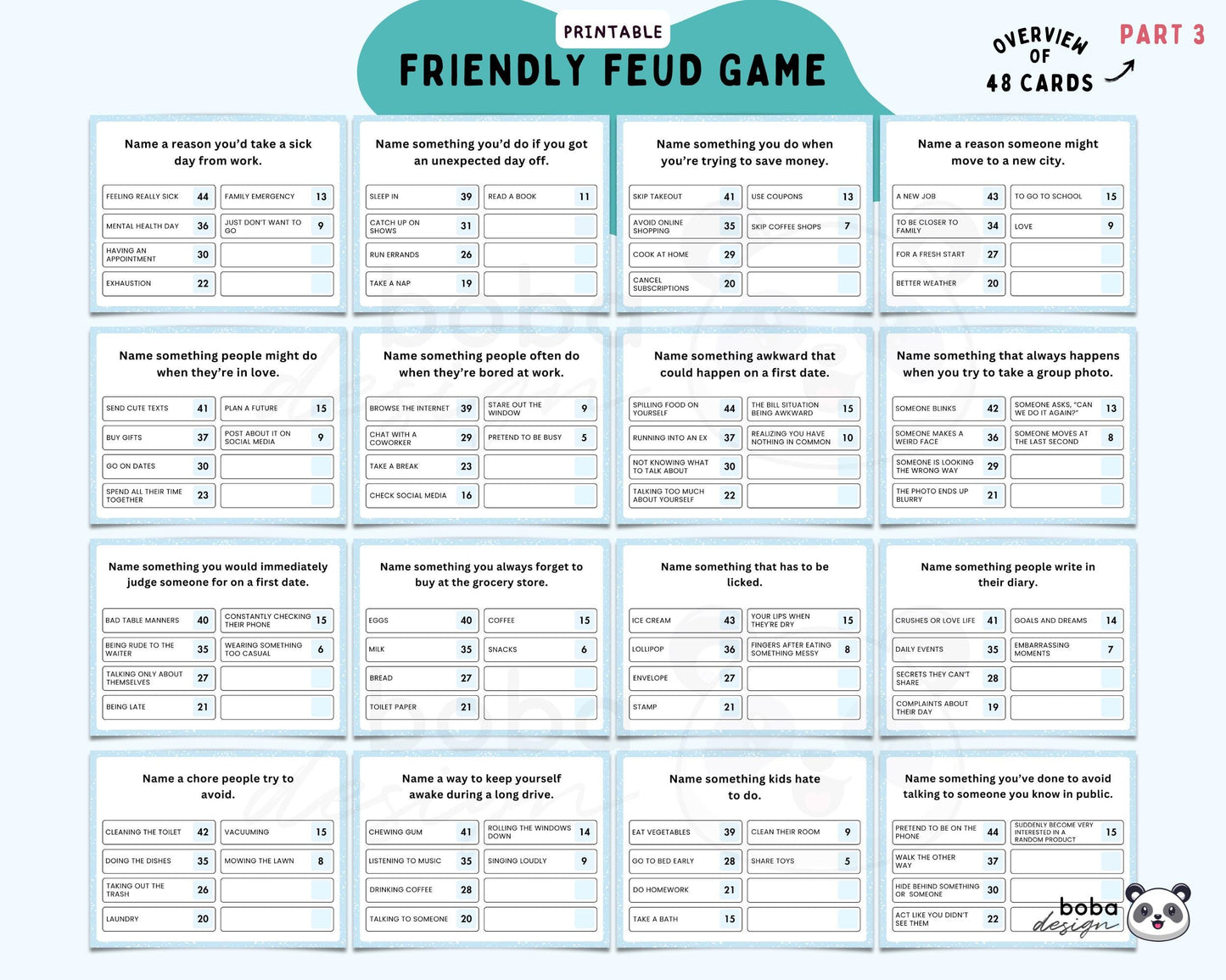 Friendly Feud - Printable Group Party Game