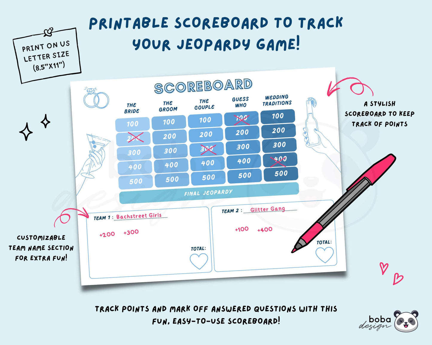 Last Toast on The Coast – Blue Bachelorette Jeopardy Game (Canva Template)