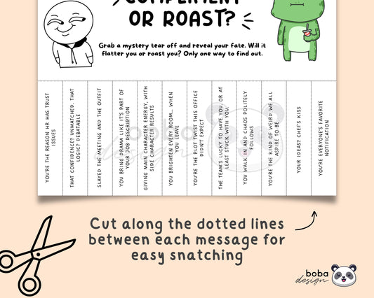 Funny Compliment or Roast Tear-Off - Printable Office Sign, Cubicle Decor