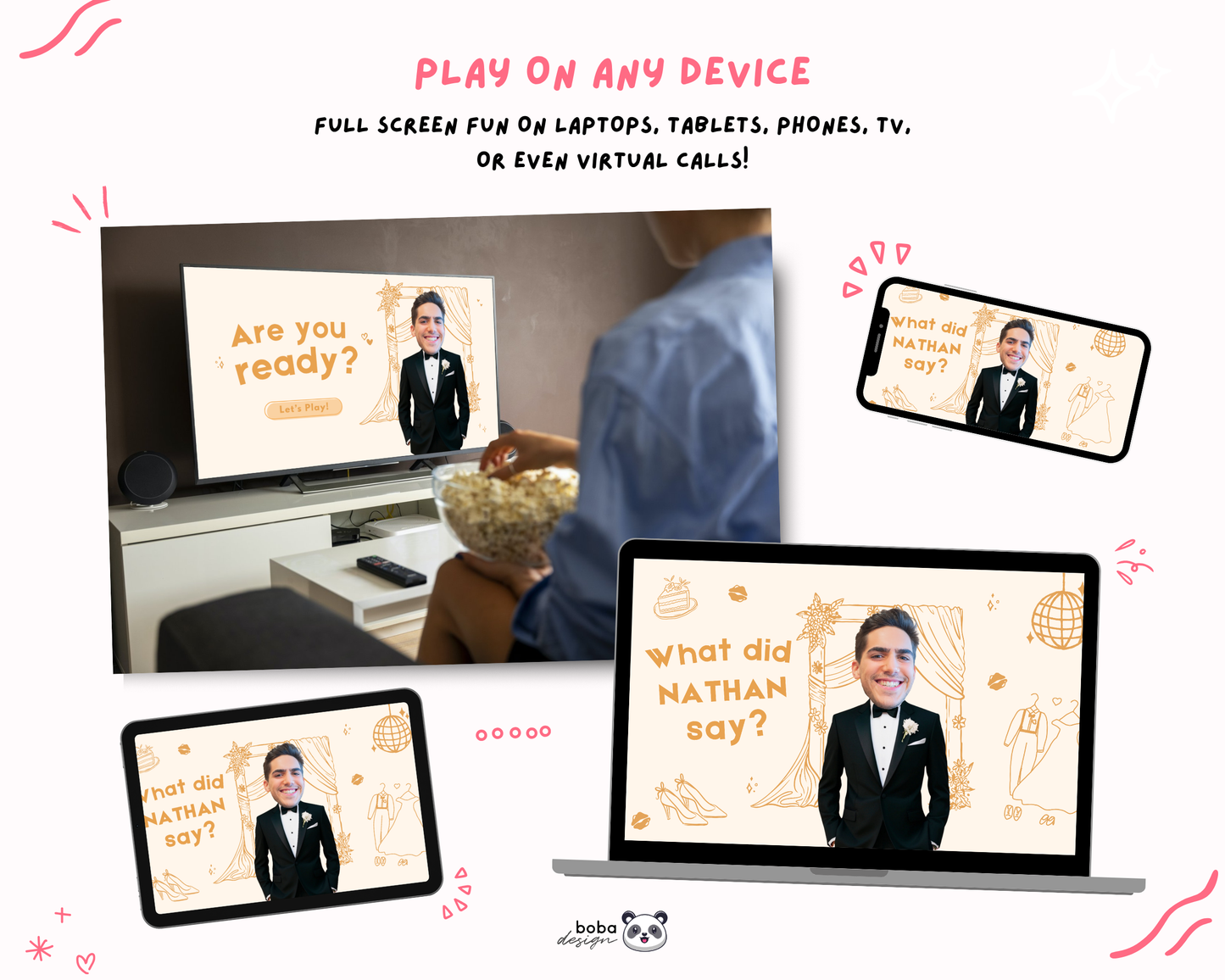 Custom Groom Head What Did the Groom Say Game Champagne