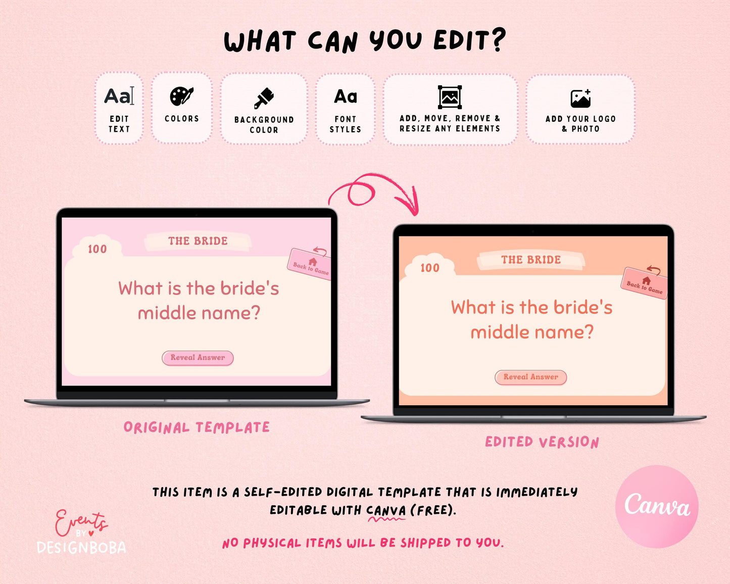 Retro Pink Vibe – Retro Bachelorette Jeopardy Game (Canva Template)